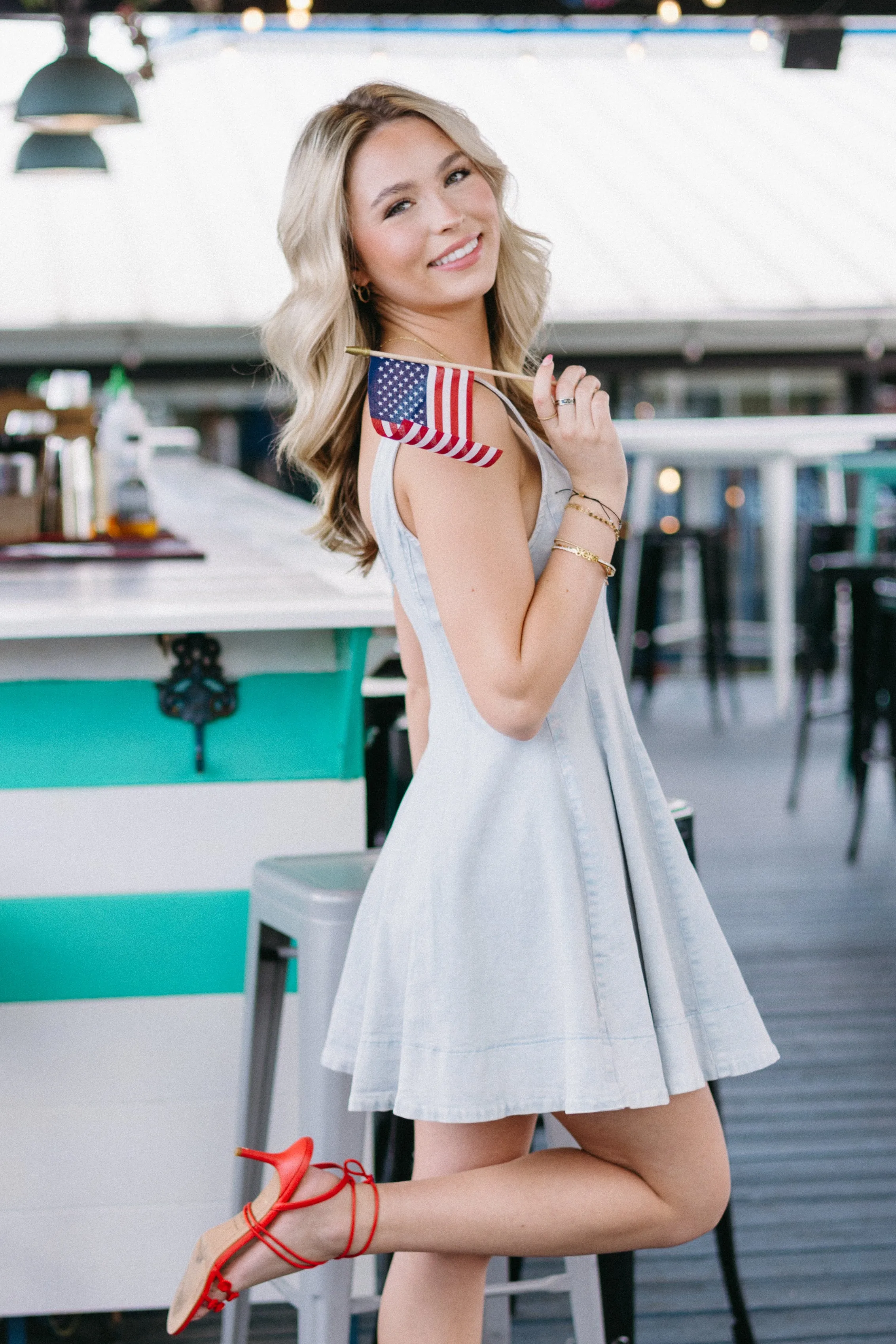 Darling Denim Mini Dress sold by Brightside Boutique product image thumbnail 5