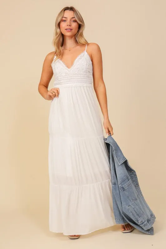 Meadow In The Spring Boho Lace Maxi Dress sold by Brightside Boutique