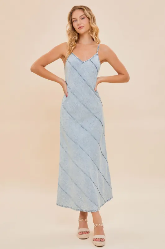 Joanne Denim Maxi Dress sold by Brightside Boutique