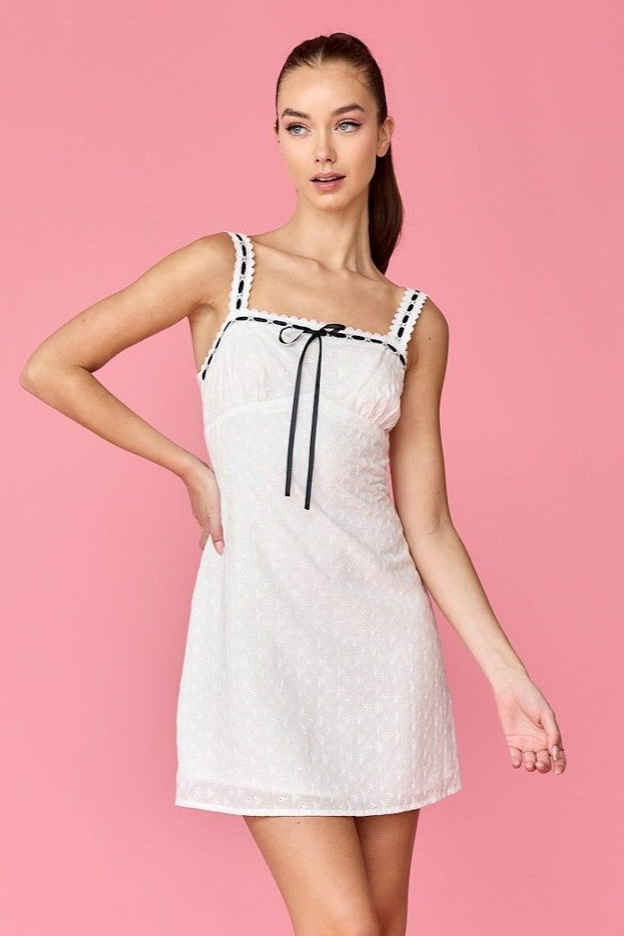 Naomi Eyelet Mini Dress sold by Brightside Boutique