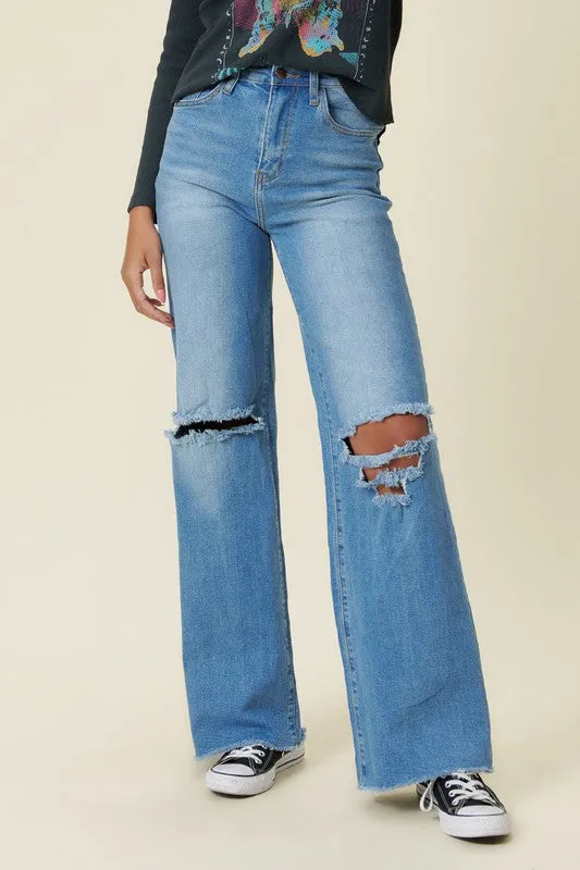 Distressed Wide Fit Jeans sold by Brightside Boutique