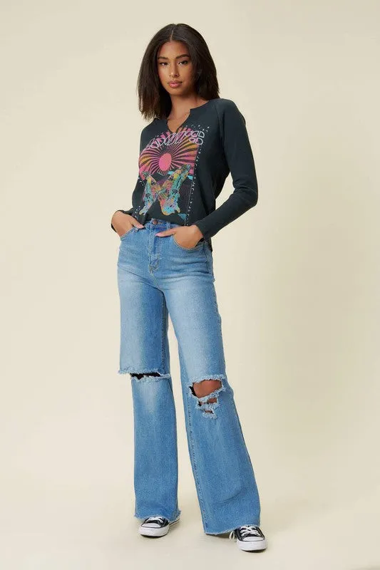 Distressed Wide Fit Jeans sold by Brightside Boutique product image thumbnail 5