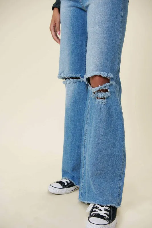 Distressed Wide Fit Jeans sold by Brightside Boutique product image thumbnail 4