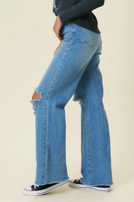 Distressed Wide Fit Jeans sold by Brightside Boutique product image thumbnail 2
