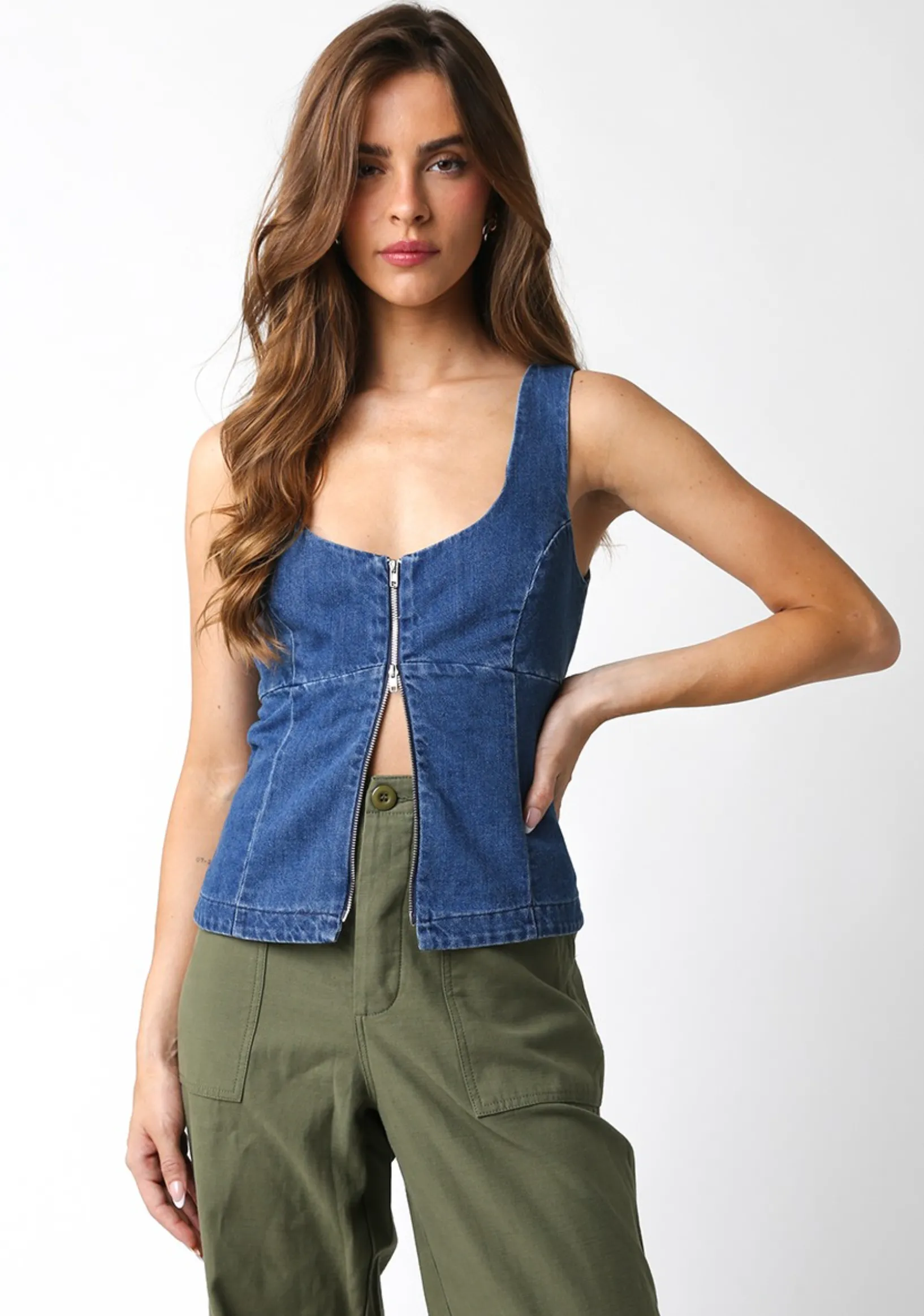 Danica Denim Top sold by Brightside Boutique