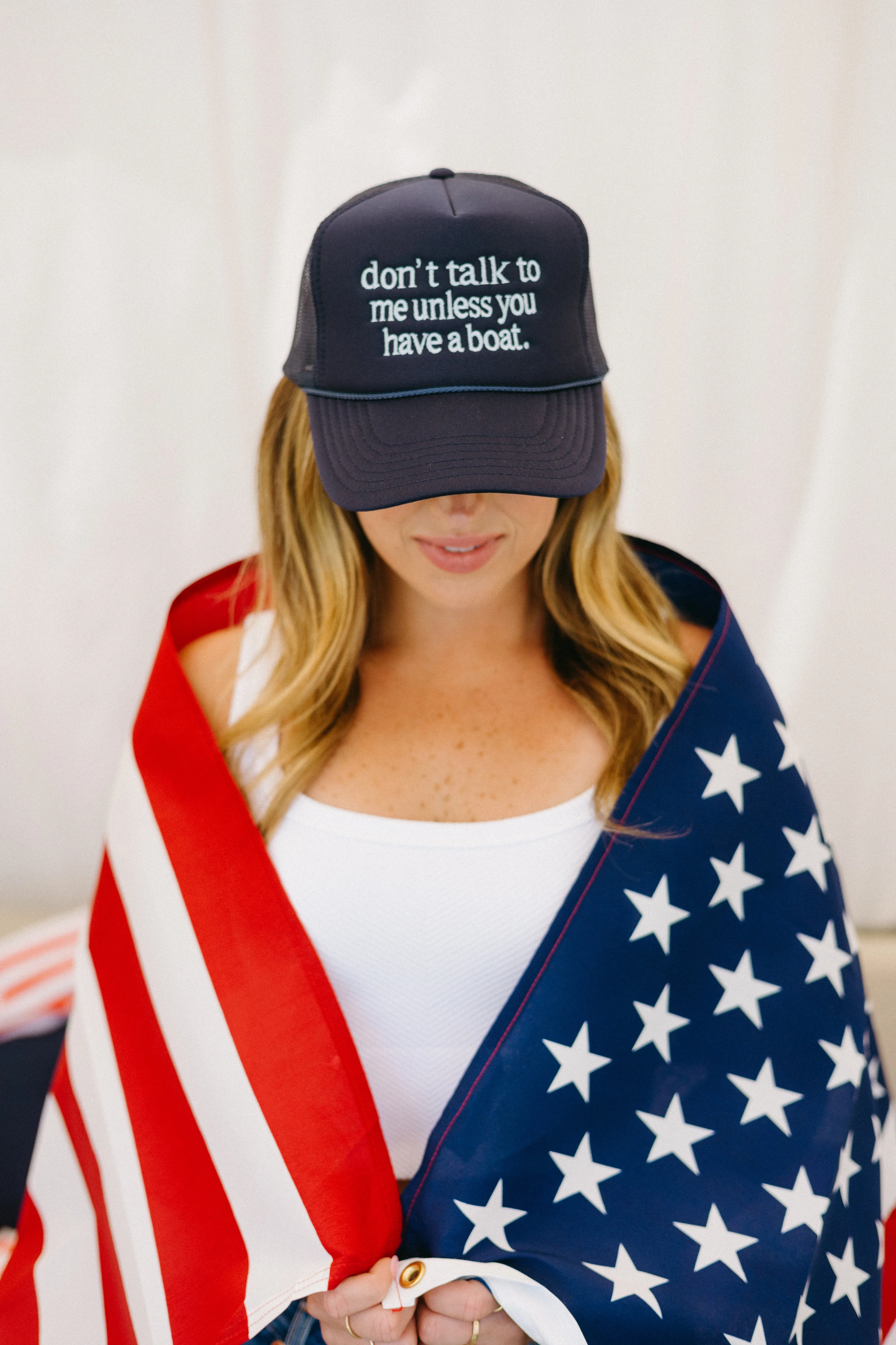 Don’t Talk To Me Unless You Have A Boat Trucker Hat sold by Brightside Boutique product image thumbnail 3