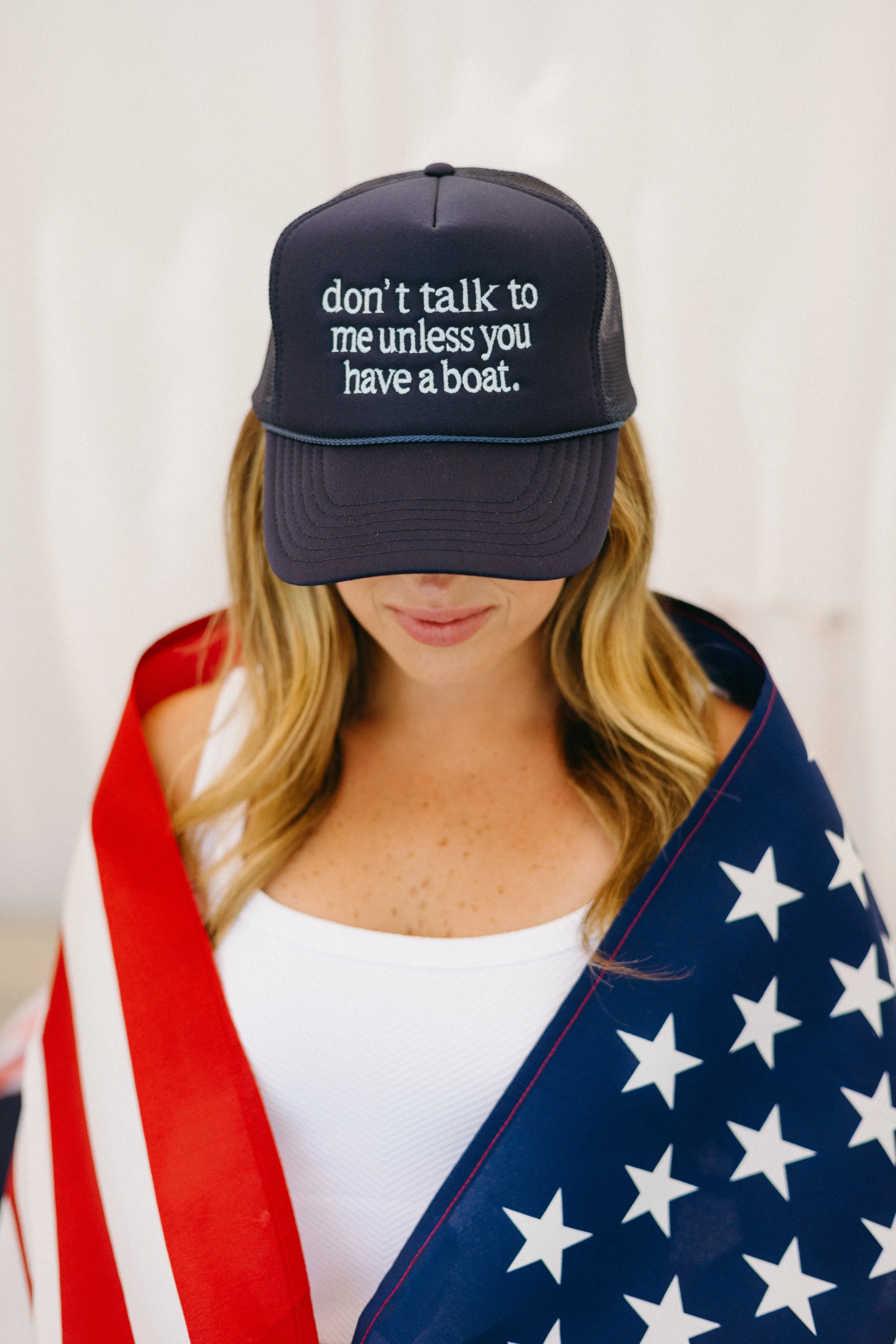 Don’t Talk To Me Unless You Have A Boat Trucker Hat sold by Brightside Boutique product image thumbnail 2