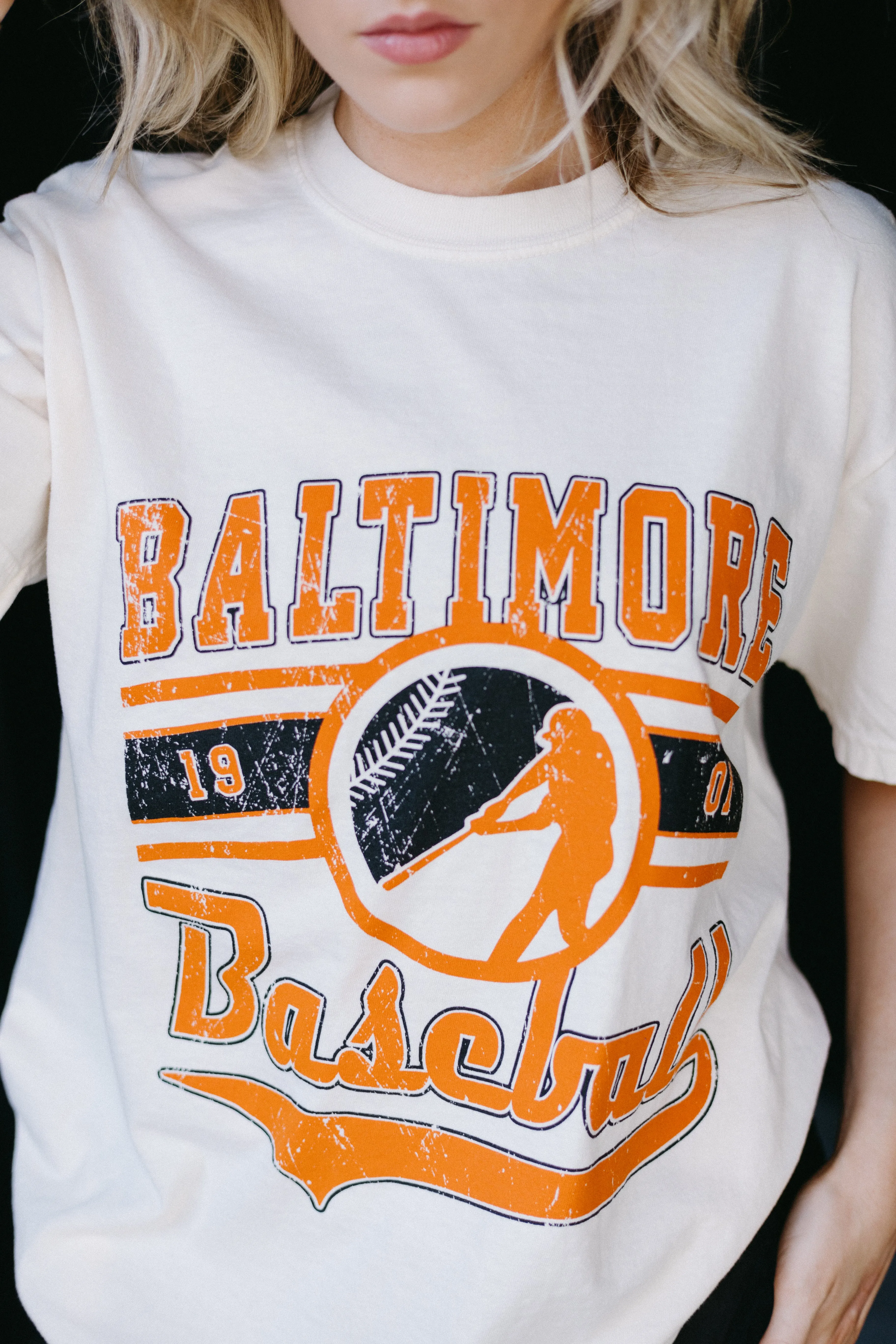 Baltimore Distressed Baseball Tee By Brightside sold by Brightside Boutique product image thumbnail 2