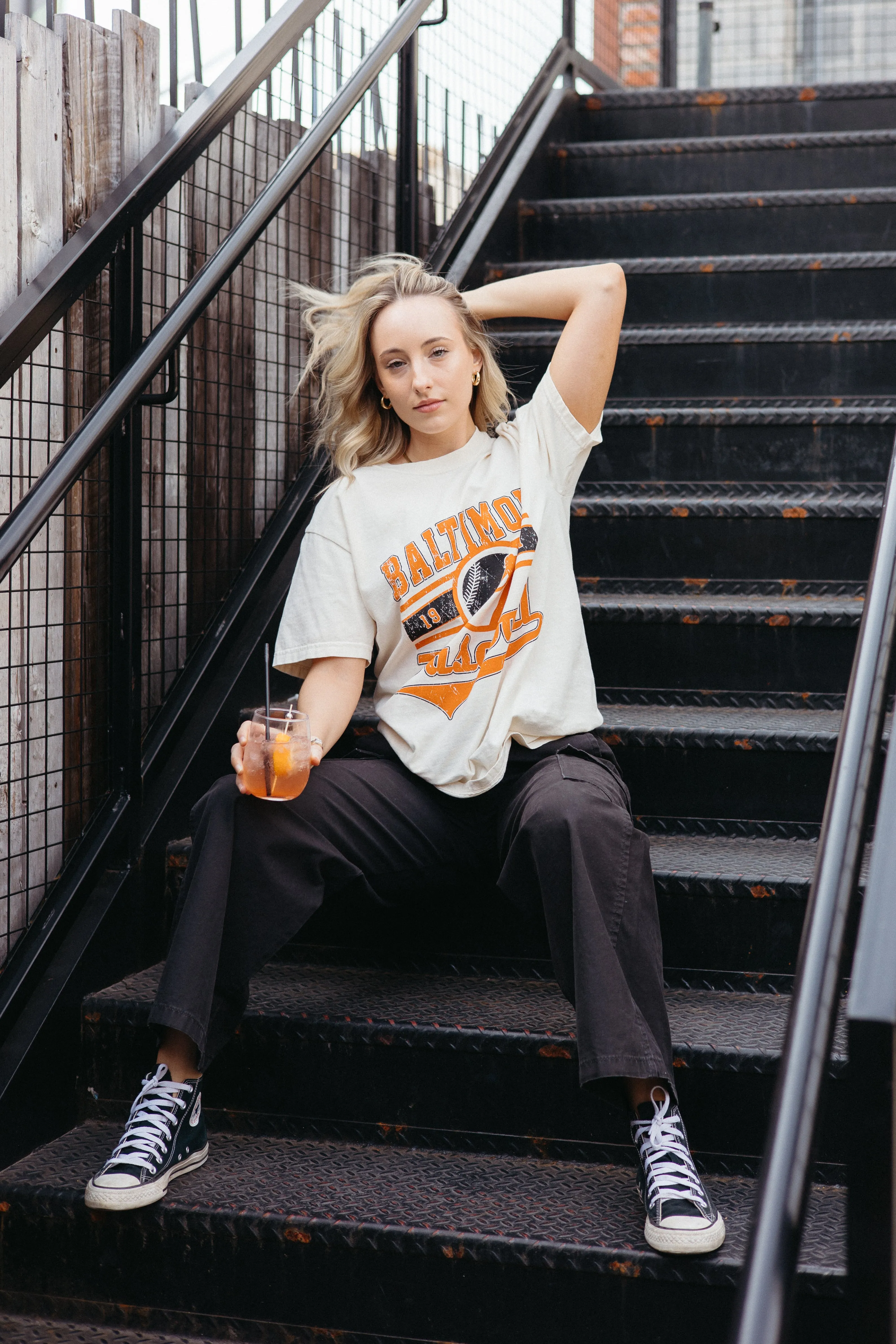 Baltimore Distressed Baseball Tee By Brightside sold by Brightside Boutique product image thumbnail 5