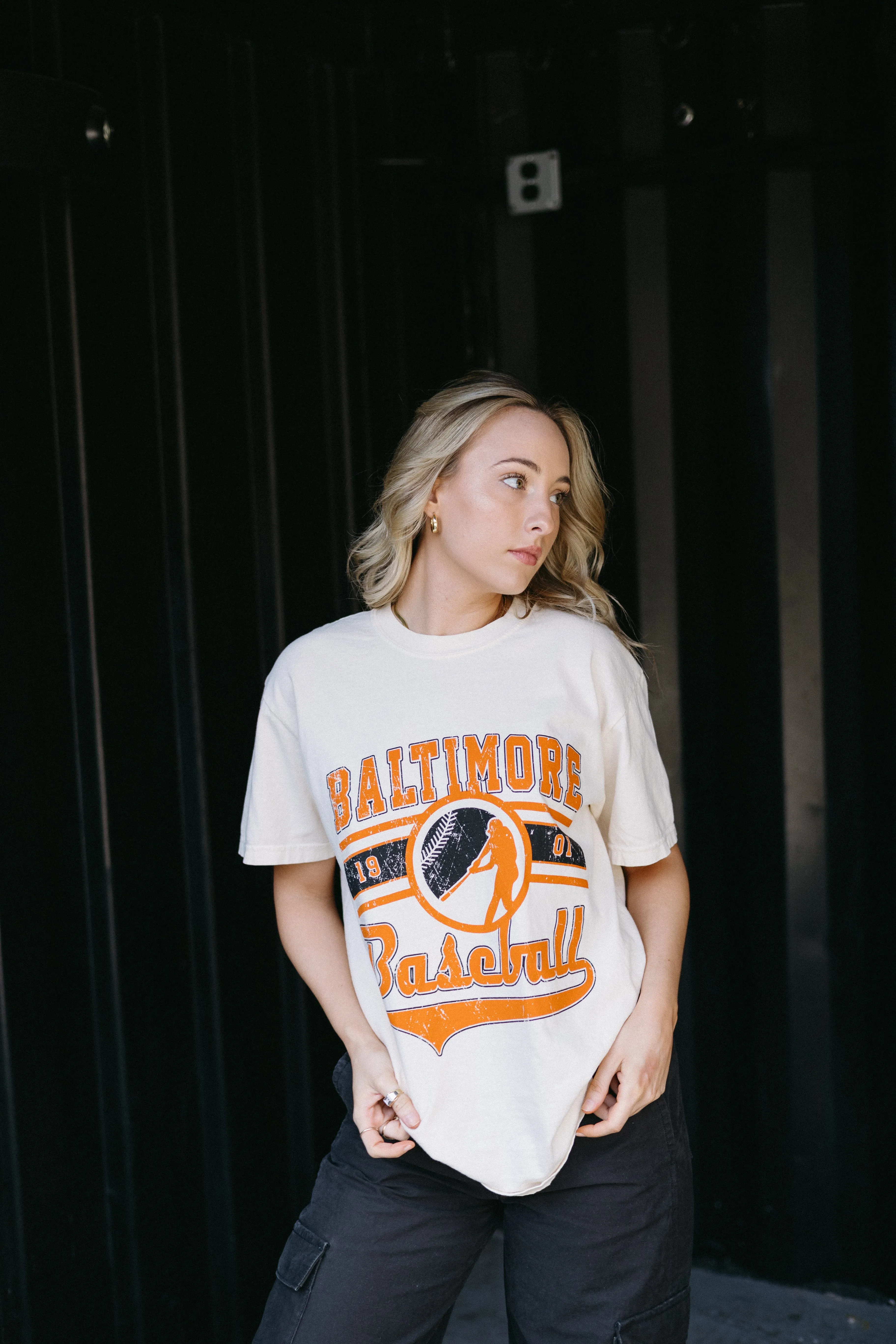 Baltimore Distressed Baseball Tee By Brightside sold by Brightside Boutique product image thumbnail 3