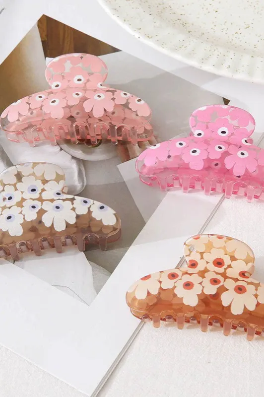 Flower Printed Hair Claw sold by Brightside Boutique