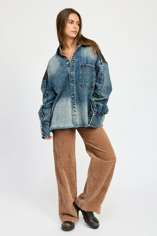 Trendsetter Oversized Denim Jacket sold by Brightside Boutique product image thumbnail 4