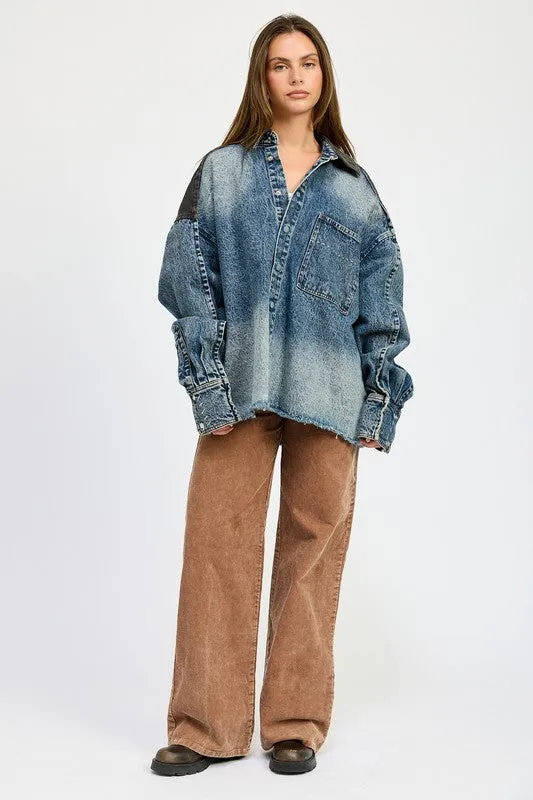 Trendsetter Oversized Denim Jacket sold by Brightside Boutique product image thumbnail 3