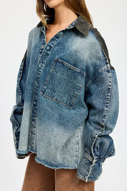 Trendsetter Oversized Denim Jacket sold by Brightside Boutique product image thumbnail 2