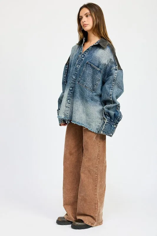 Trendsetter Oversized Denim Jacket sold by Brightside Boutique product image thumbnail 5