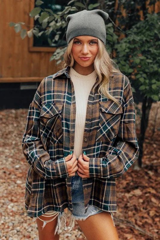 Women Plaid Print Pockets Buttoned Shirt Jacket sold by Brightside Boutique product image thumbnail 3