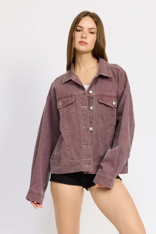 Autumnal Denim Shacket sold by Brightside Boutique