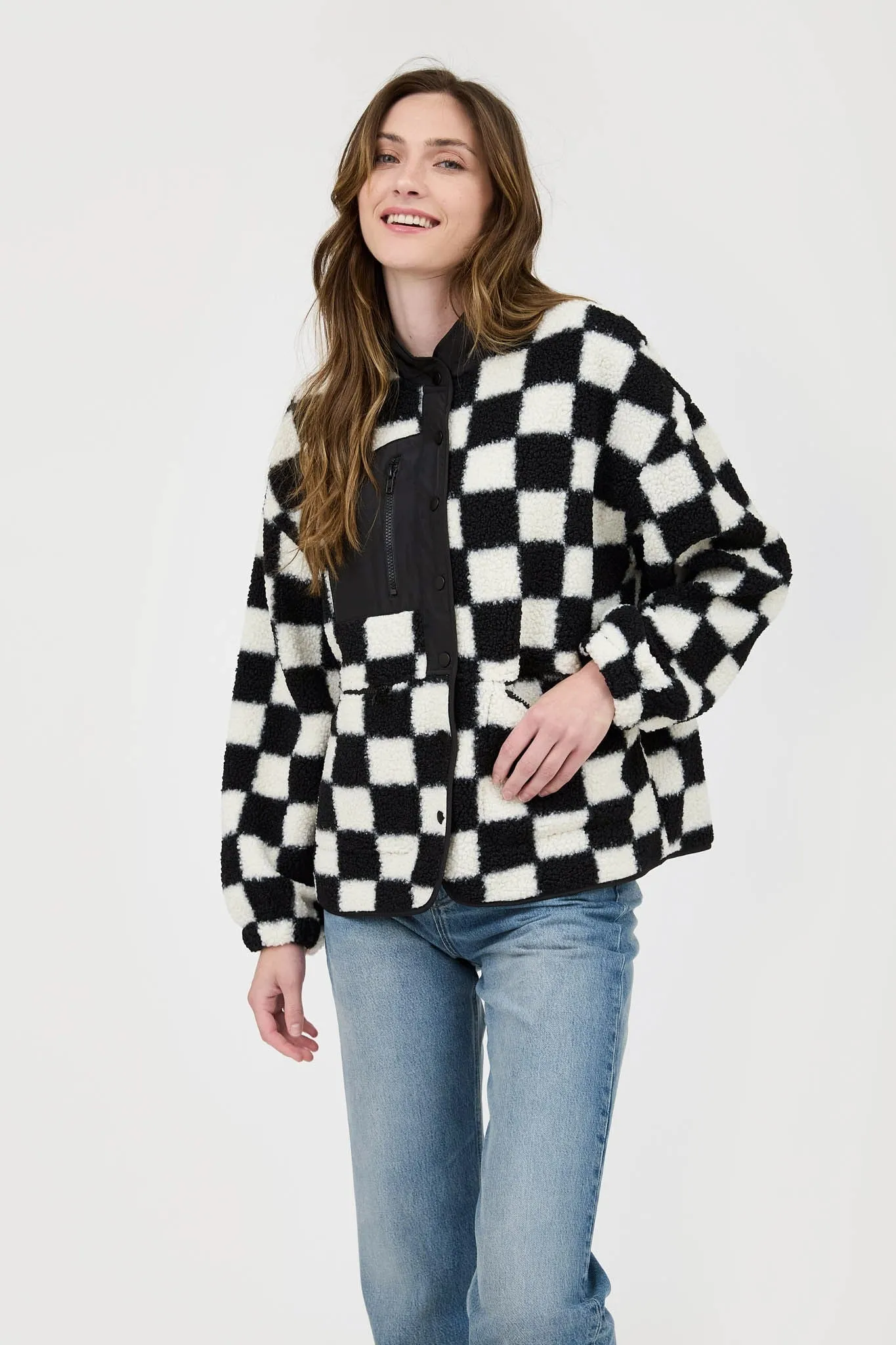 Checkered Fleece Jacket sold by Brightside Boutique product image thumbnail 4