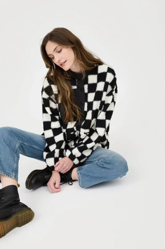 Checkered Fleece Jacket sold by Brightside Boutique