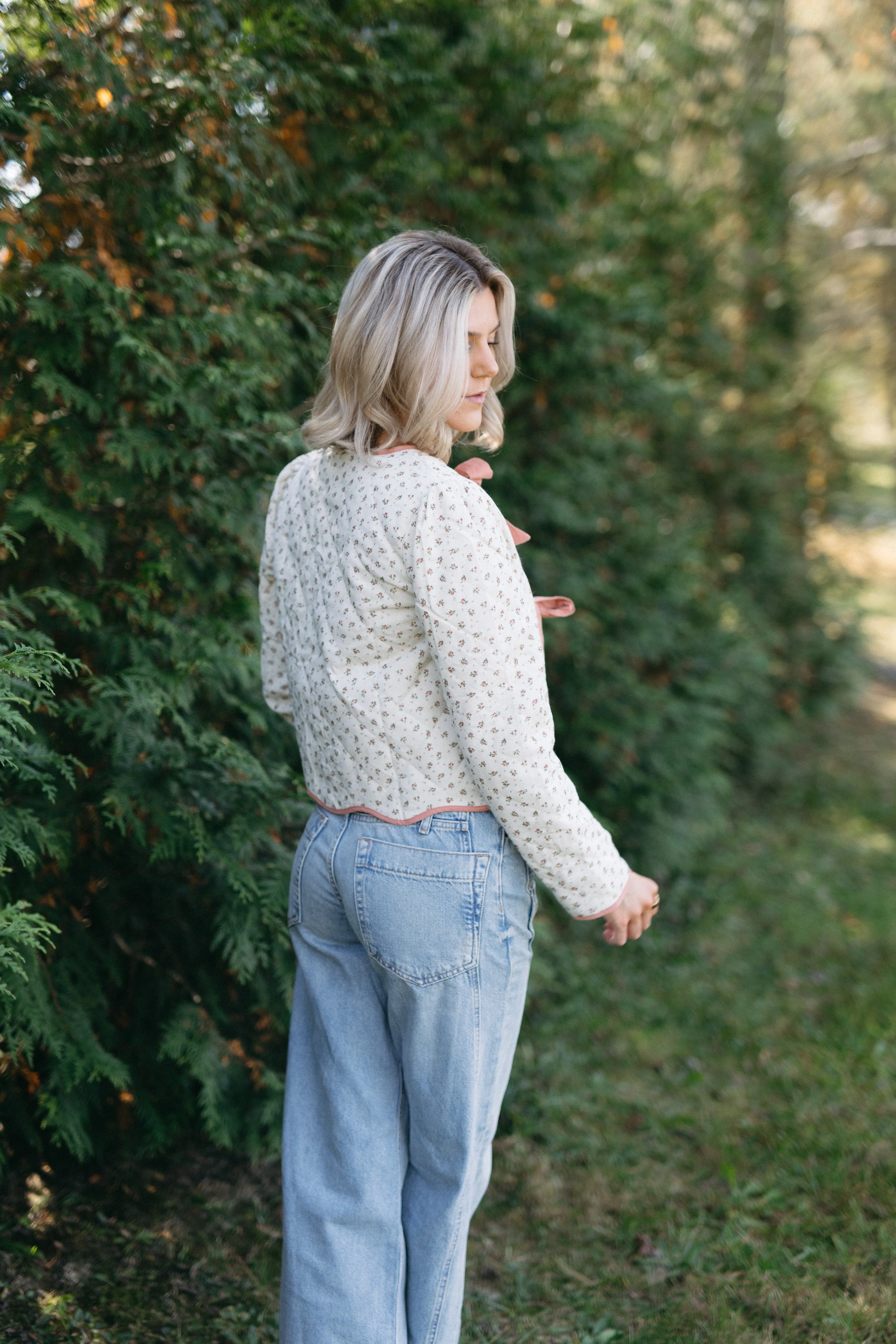 Floral Quilted Bow Jacket sold by Brightside Boutique product image thumbnail 4