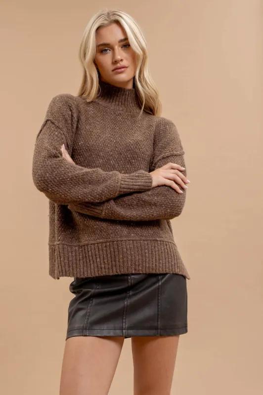 Café Mocha Cozy Turtleneck made by Blu Pepper