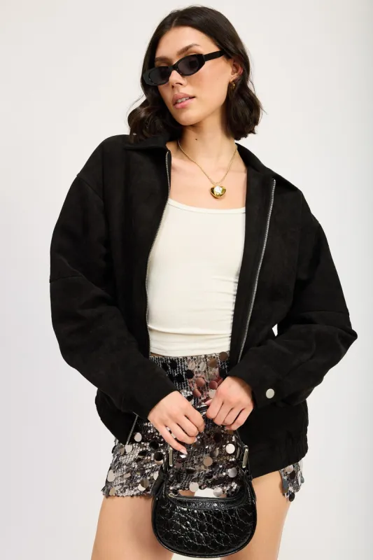 Suede Dream Bomber sold by Brightside Boutique