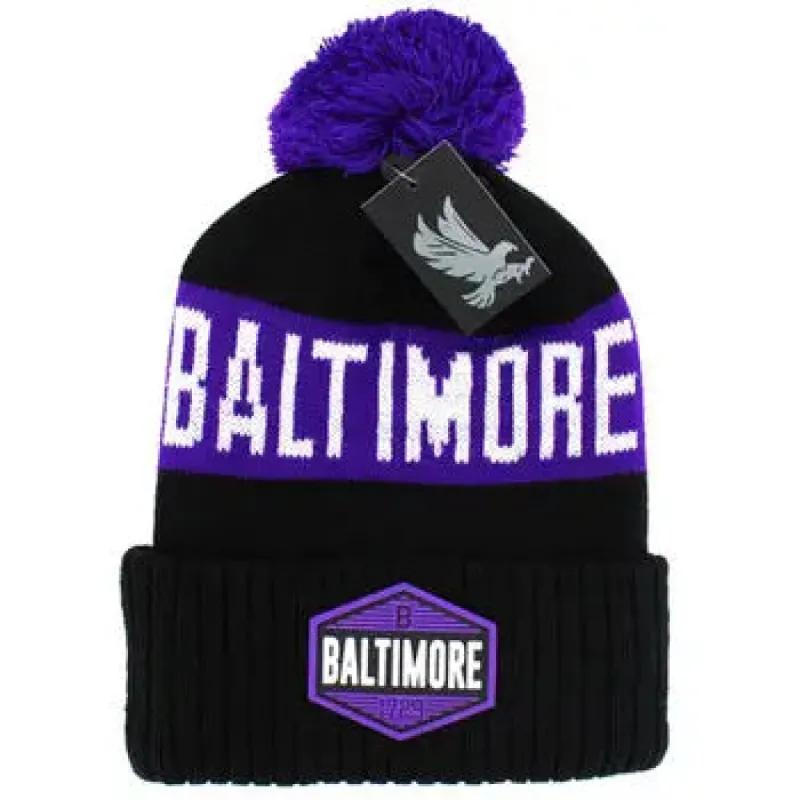 Baltimore Pom Beanie sold by Brightside Boutique