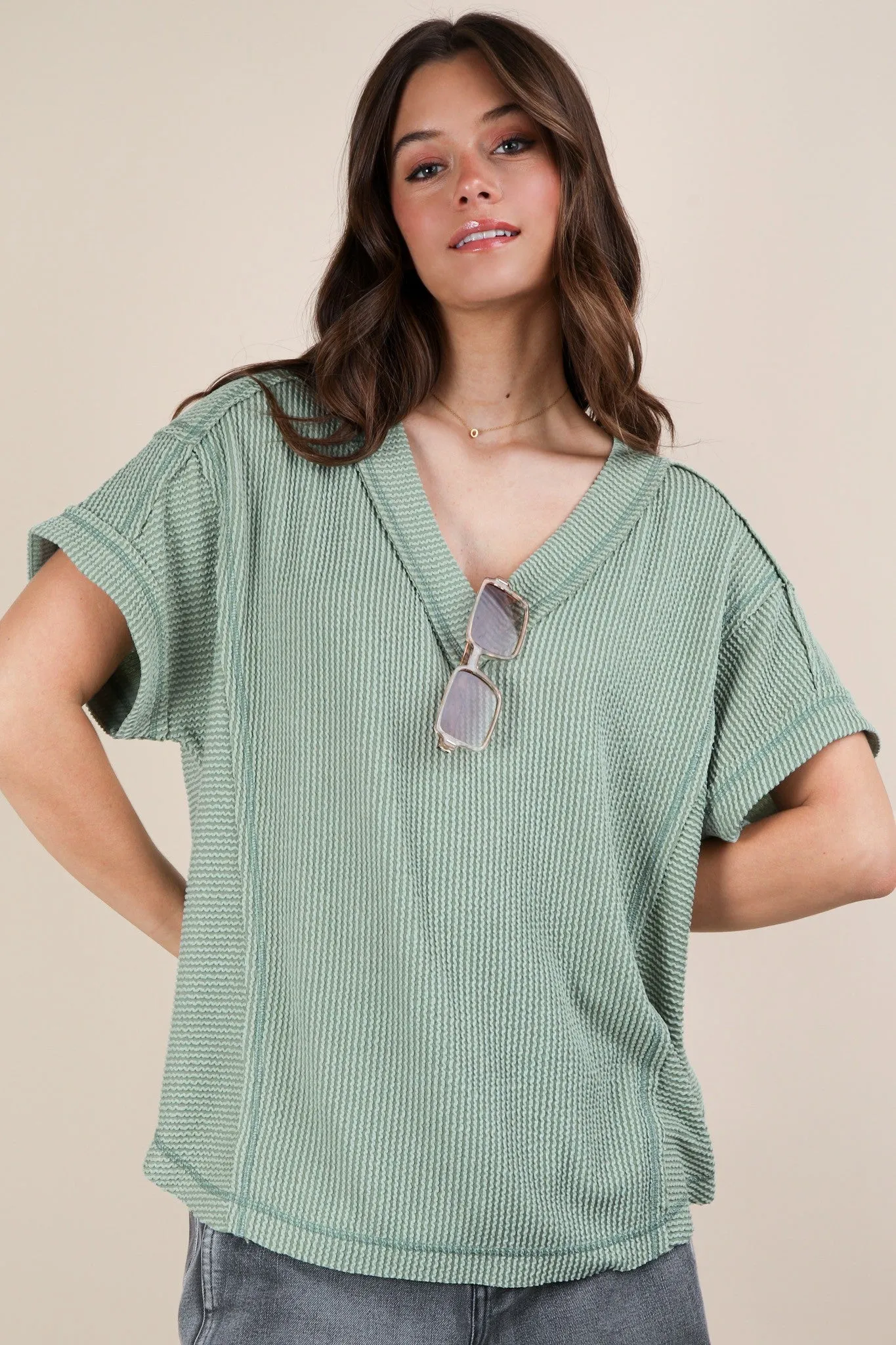 Sunday Soft Ribbed Knit Top sold by Brightside Boutique product image thumbnail 5