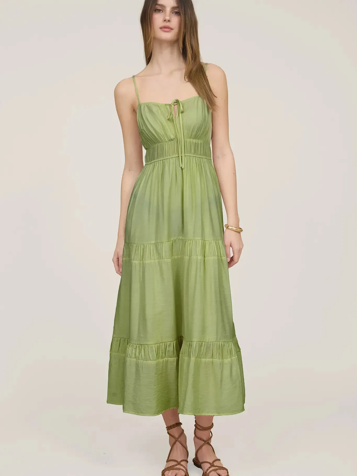 Sunkissed Shirred Midi Dress sold by Brightside Boutique