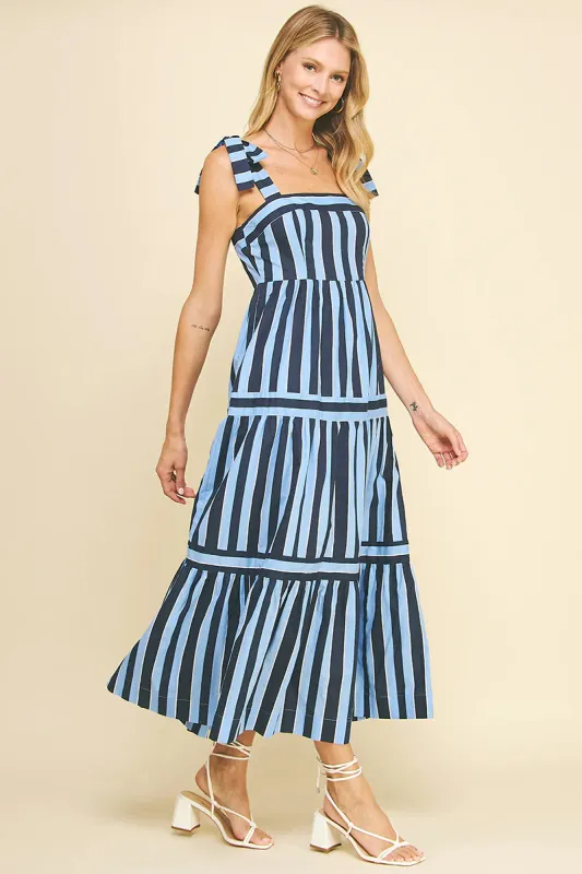 The Nomad Stripe Maxi Dress sold by Brightside Boutique