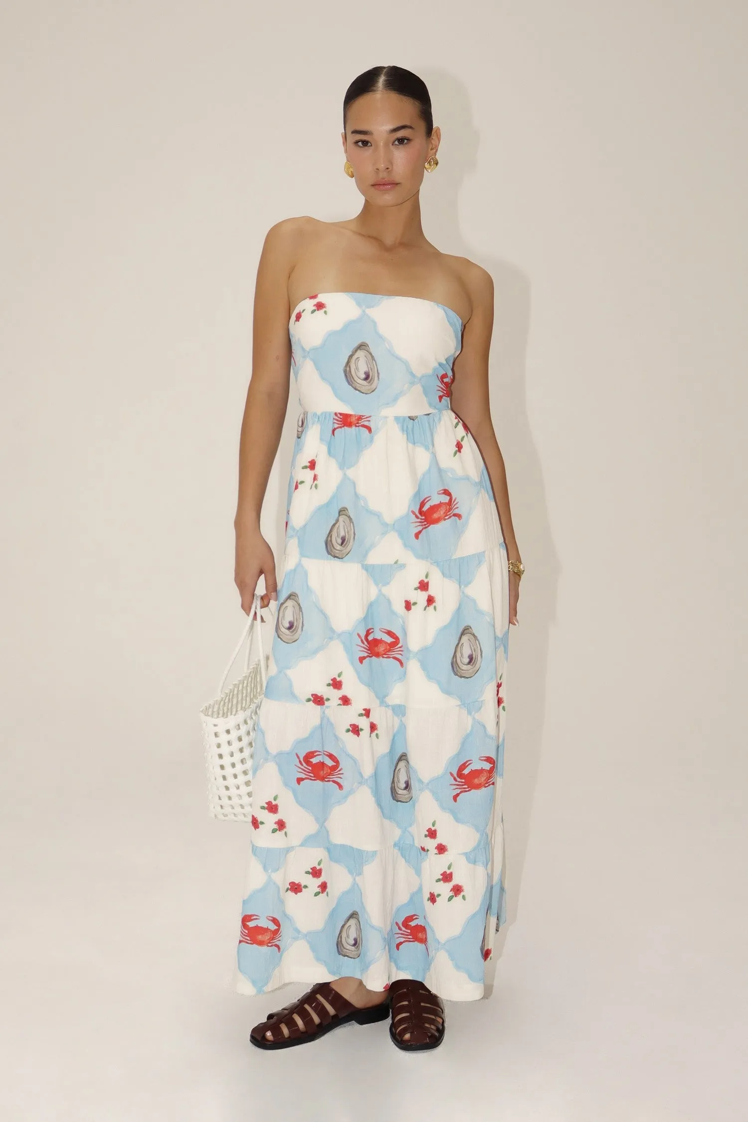 Oceana Strapless Maxi Dress sold by Brightside Boutique