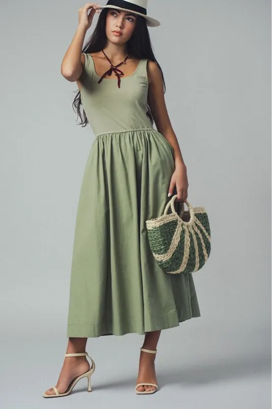 Evergreen Elegance Midi Dress sold by Brightside Boutique