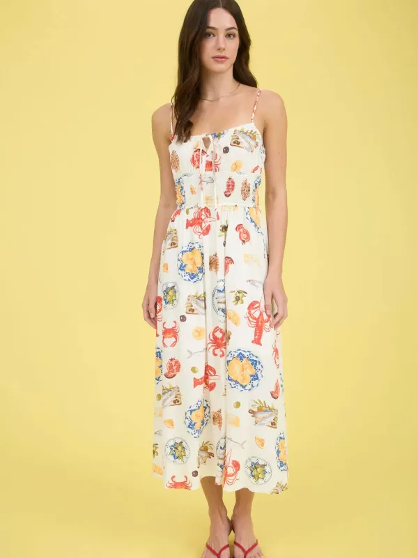 The Seaside Soirée Midi Dress sold by Brightside Boutique