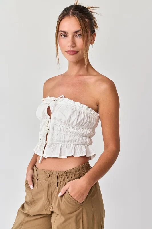 The Aurora Ruffle Cropped Top sold by Brightside Boutique