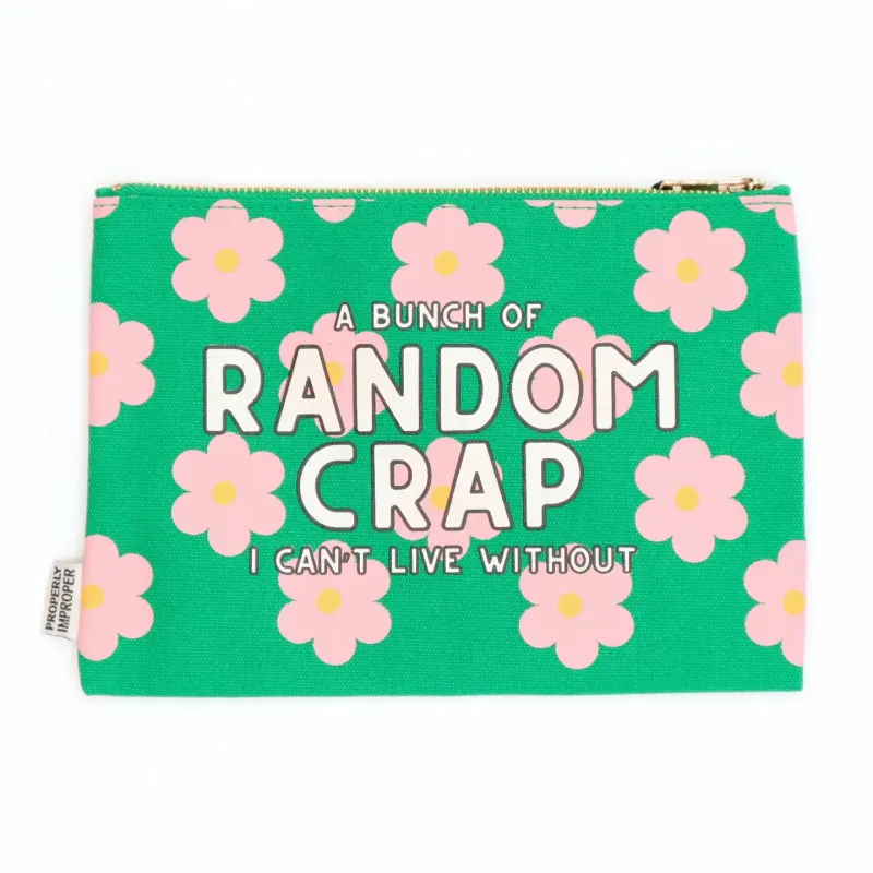 A Bunch of Random Crap I Can’t Live Without Canvas Pouch sold by Brightside Boutique