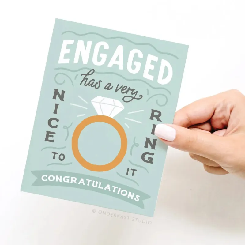 Engaged Has A Very Nice Ring To It Wedding Card sold by Brightside Boutique