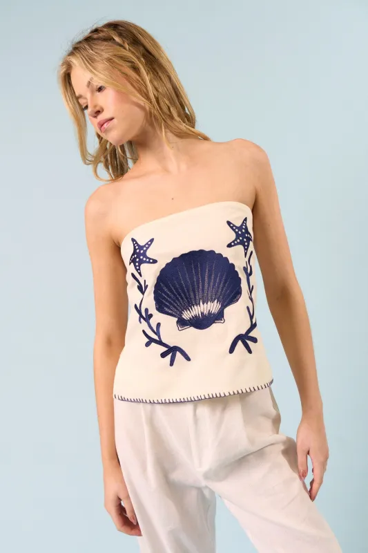 Sélène Shell Linen Top sold by Brightside Boutique