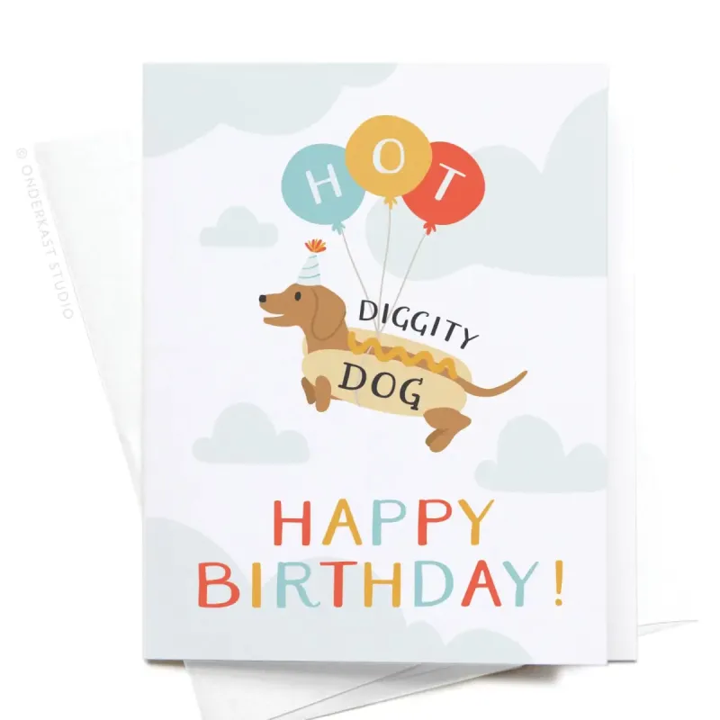 Hot Diggity Dog Birthday Card sold by Brightside Boutique