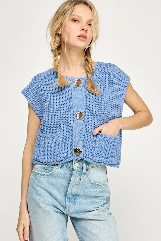 Woven Edge Chunky Vest sold by Brightside Boutique