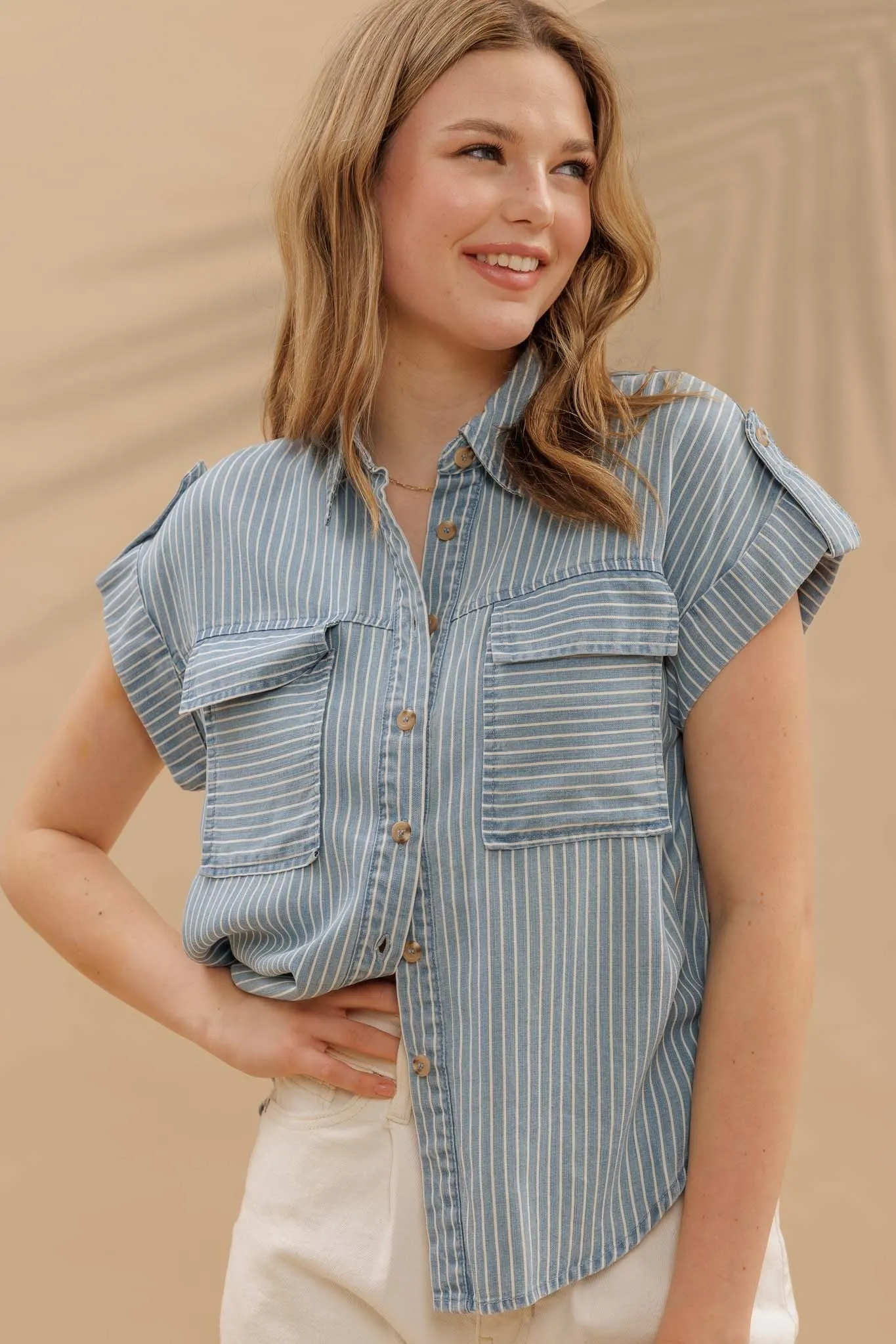 The Breezy Button-Up Top sold by Brightside Boutique product image thumbnail 5