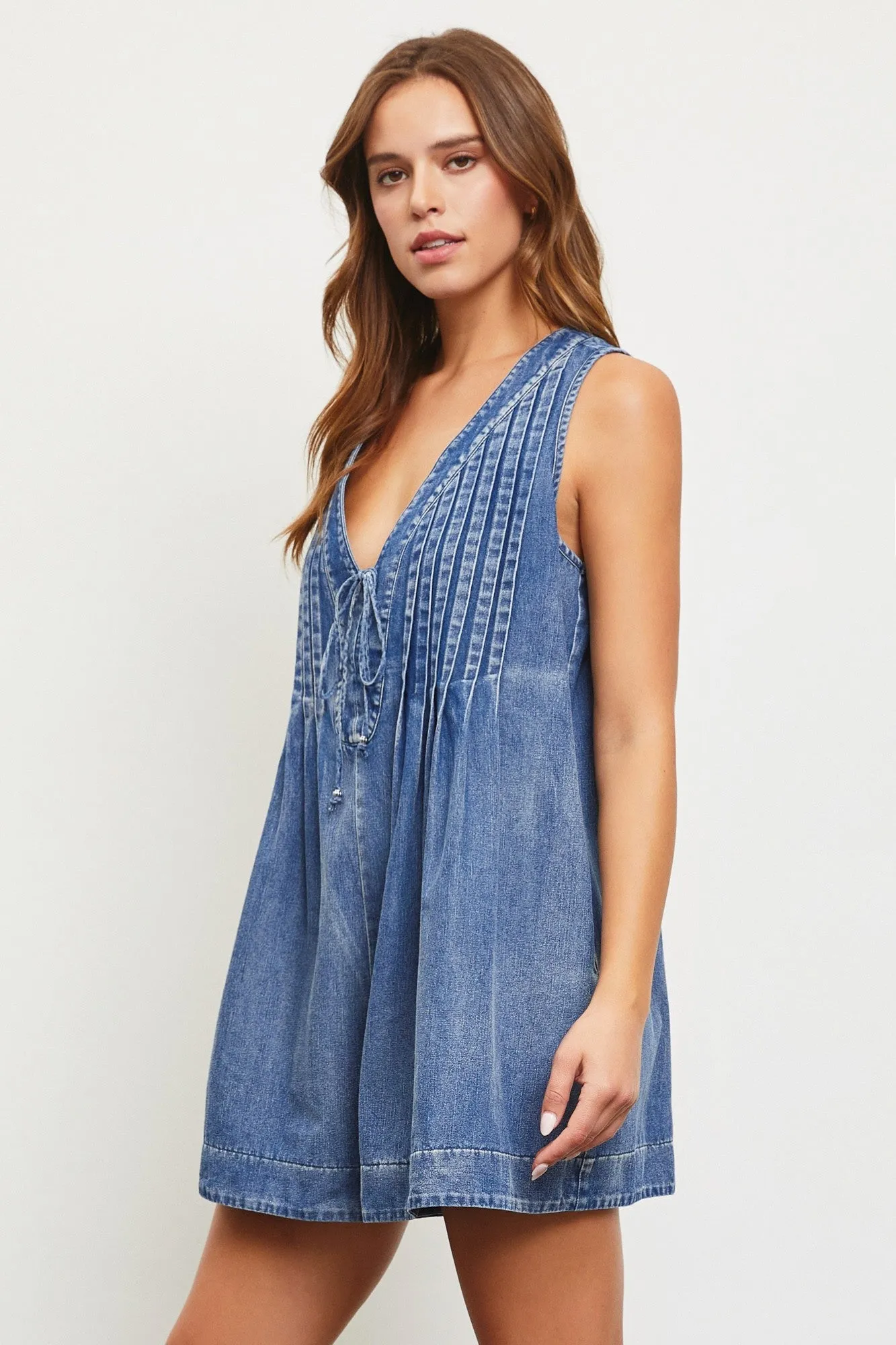 Riverside Denim Romper sold by Brightside Boutique product image thumbnail 2