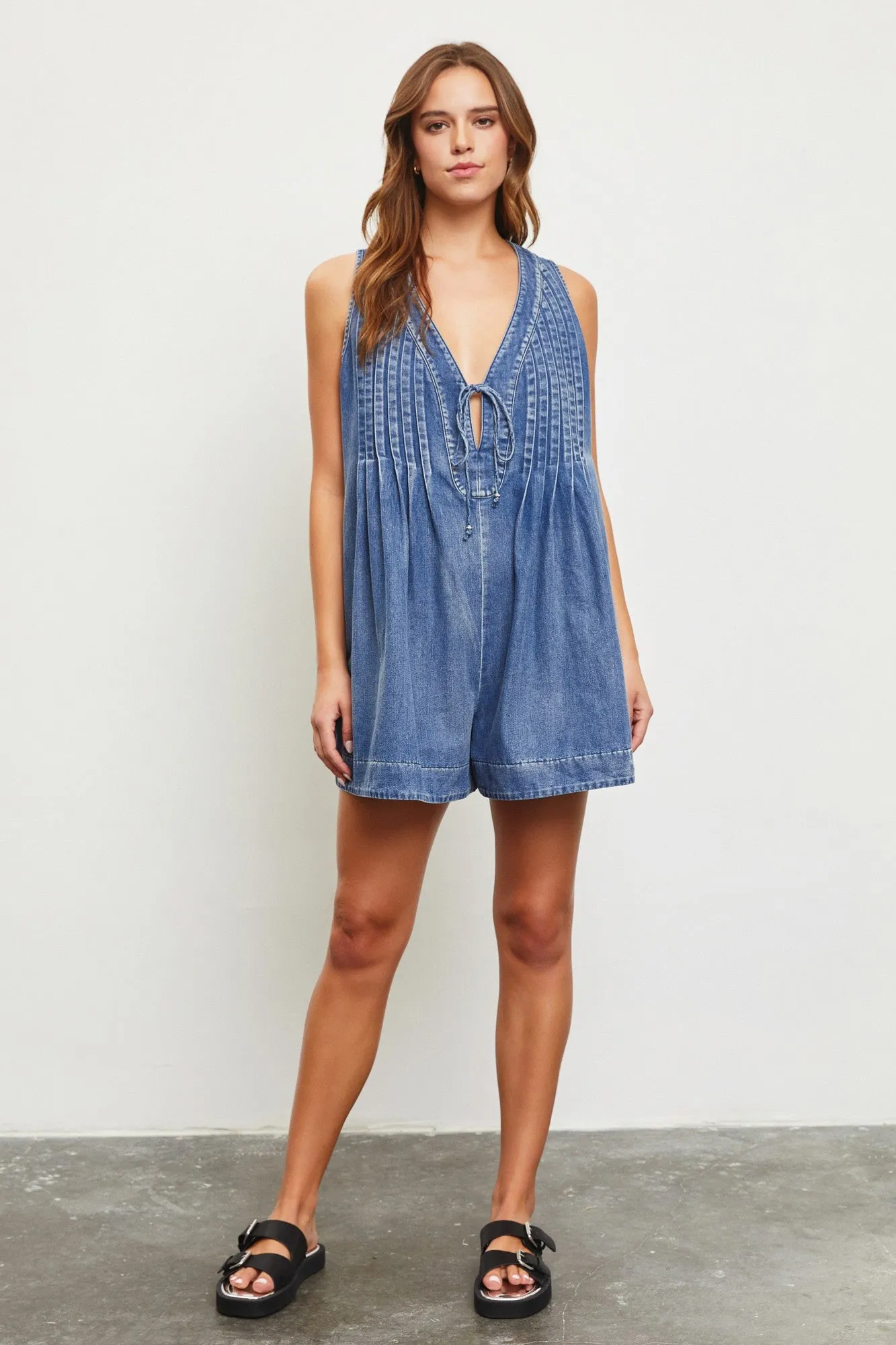 Riverside Denim Romper sold by Brightside Boutique product image thumbnail 3