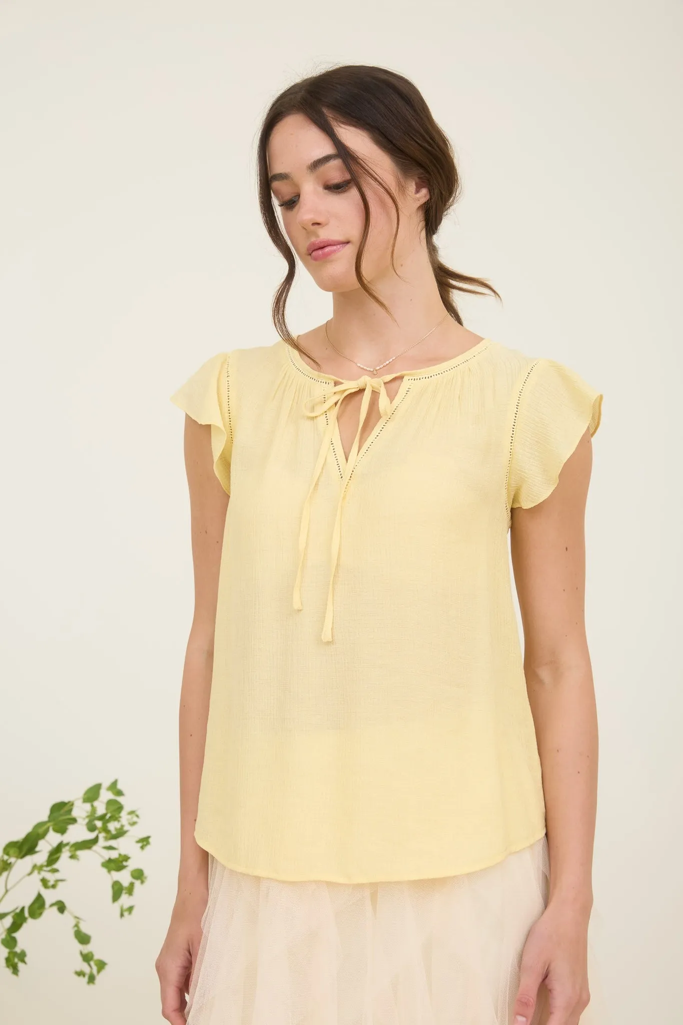 Buttercream Lace Trim Top sold by Brightside Boutique product image thumbnail 3