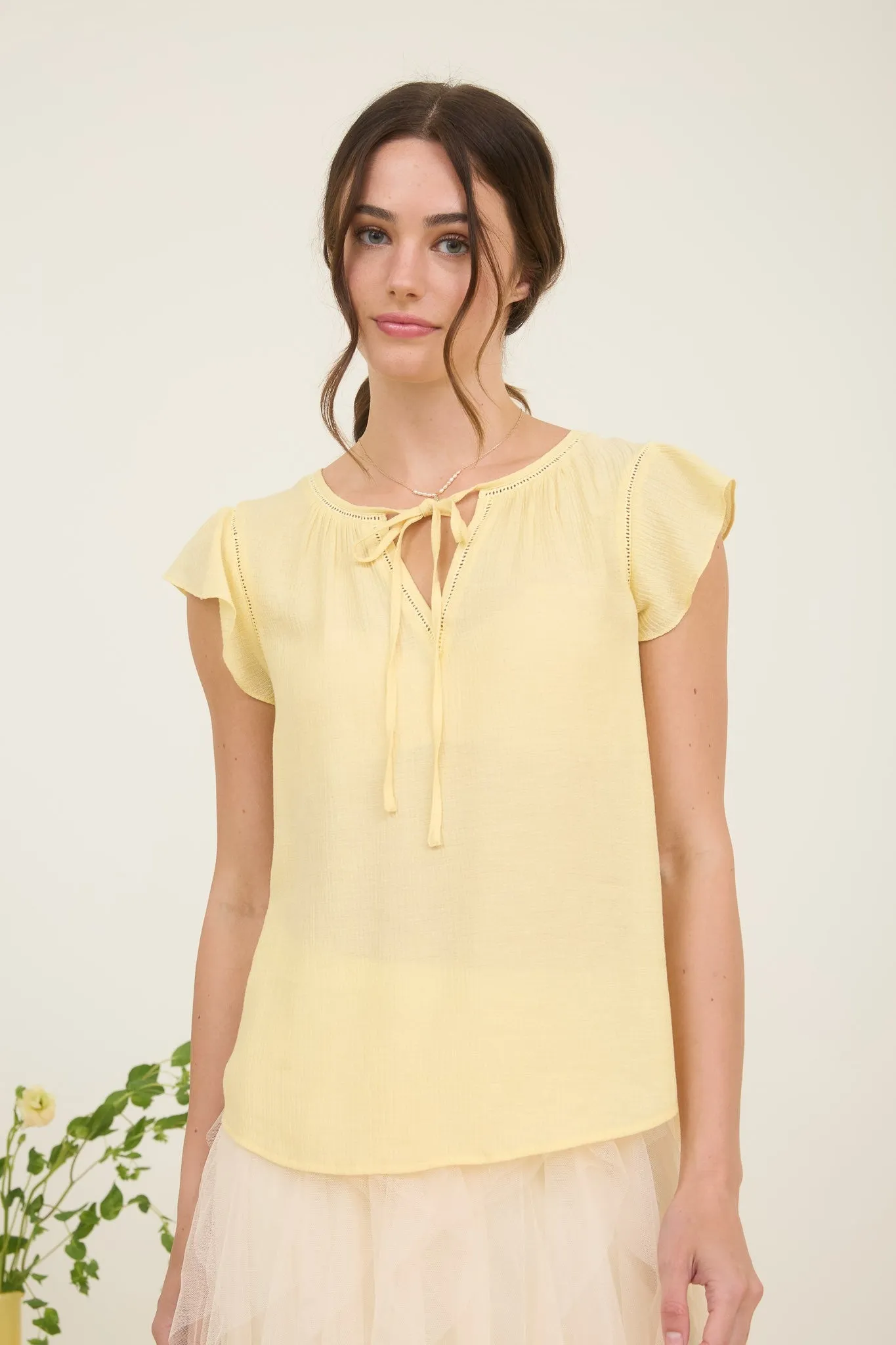 Buttercream Lace Trim Top sold by Brightside Boutique