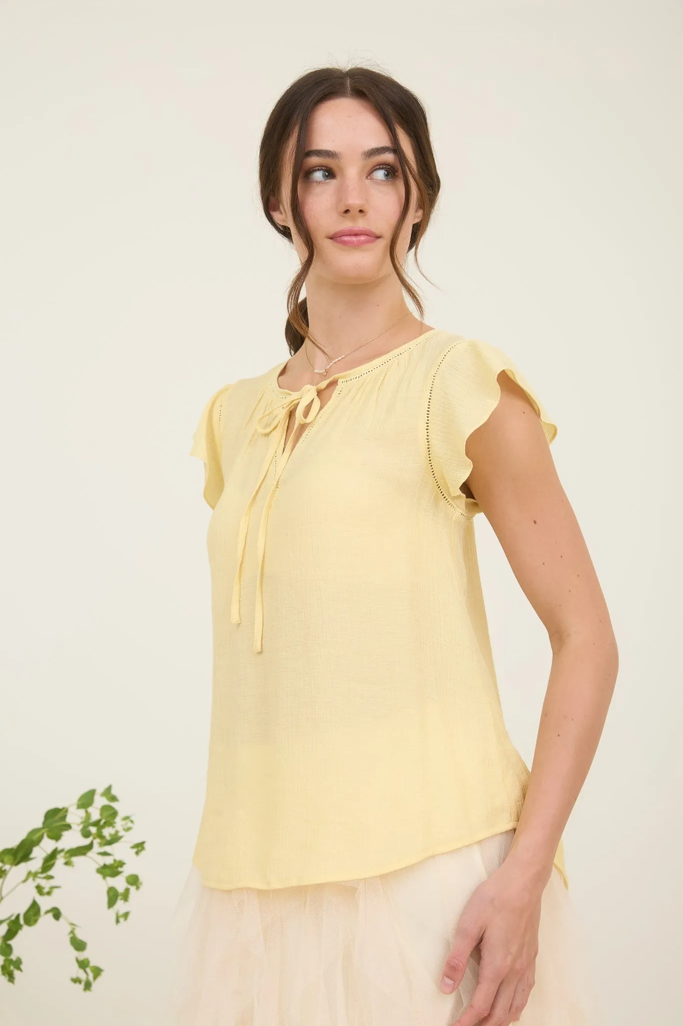 Buttercream Lace Trim Top sold by Brightside Boutique product image thumbnail 2