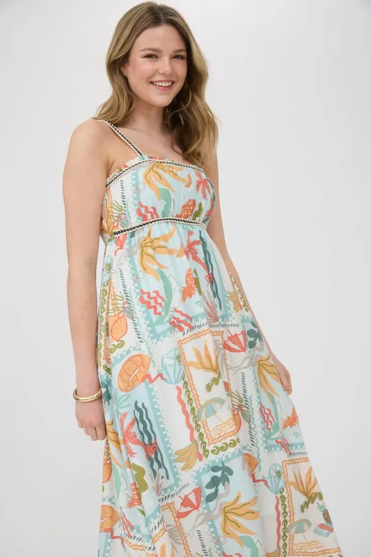 Tropical Cabana Midi Dress sold by Brightside Boutique