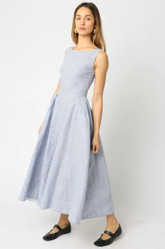 Alina Stripe Midi Dress sold by Brightside Boutique