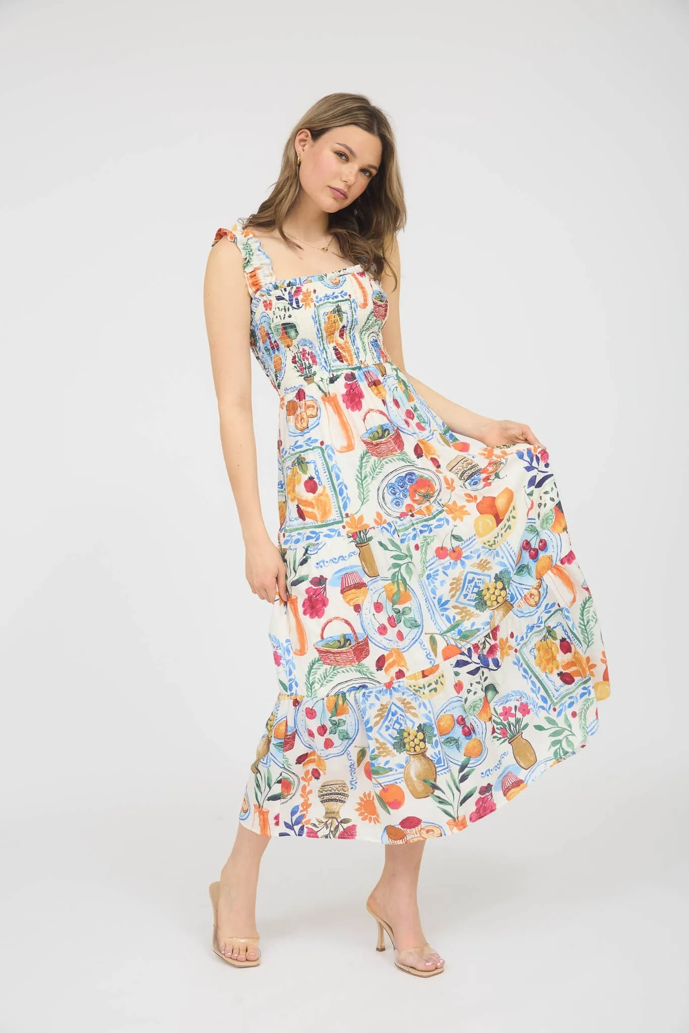 Picnic in Positano Midi Dress sold by Brightside Boutique
