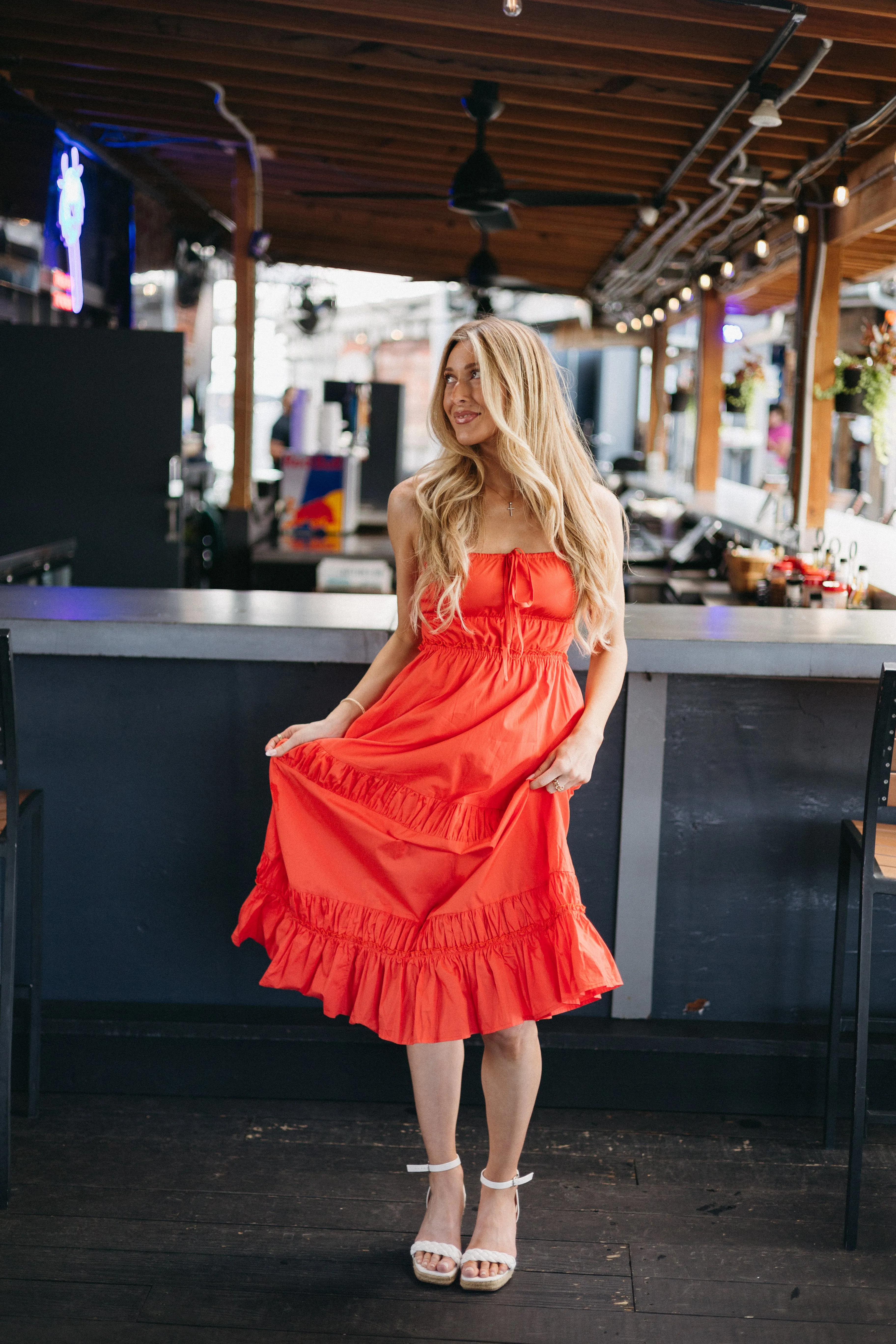 Rosy Ruffle Midi Dress sold by Brightside Boutique product image thumbnail 5