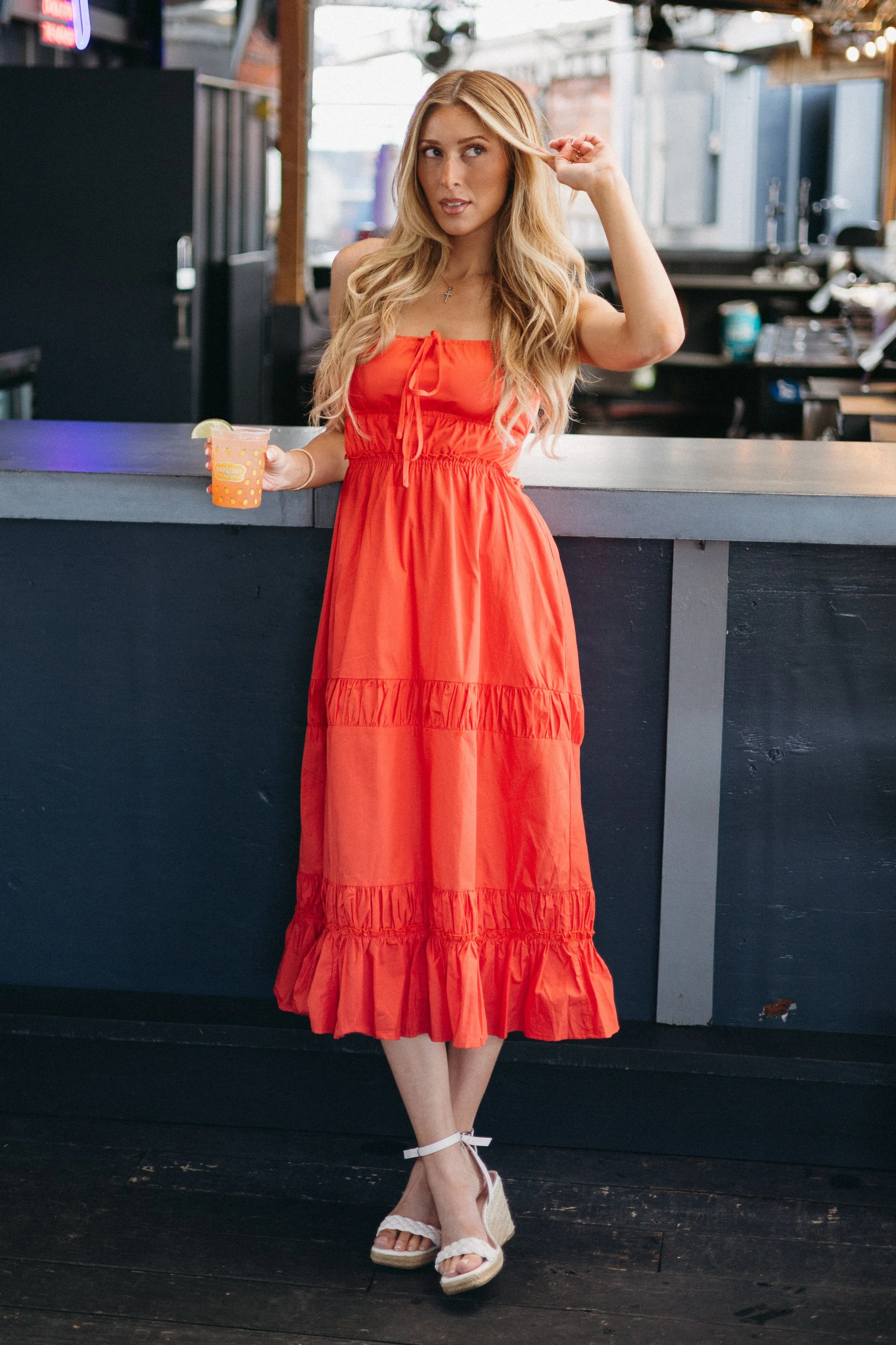 Rosy Ruffle Midi Dress sold by Brightside Boutique product image thumbnail 2